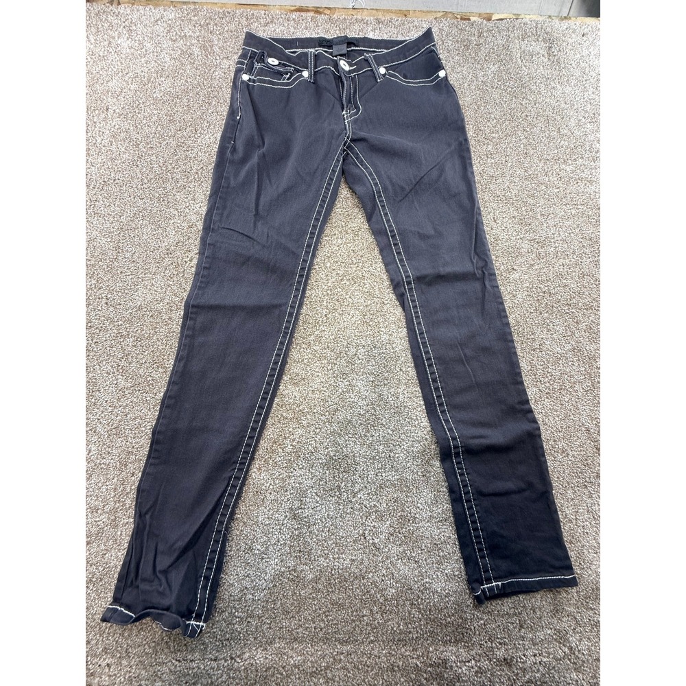 U-51 Authentic Denim Women Gray Slim Streetwear Flap Pocket Jeans 9 10 Y2K Low